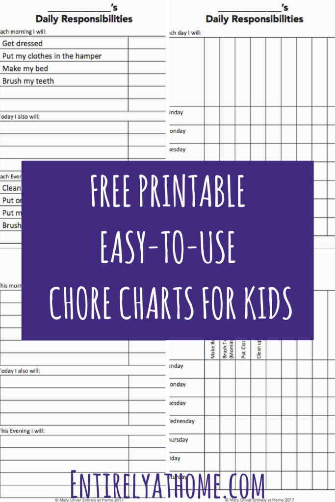 Get your kids doing daily chores this summer and learning responsibility with these free Printable chore charts for kids!