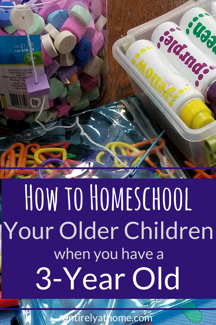 Struggling to homeschool your older kids while keeping up with your 3-year-old? Here are some tips and activities to help you out! 