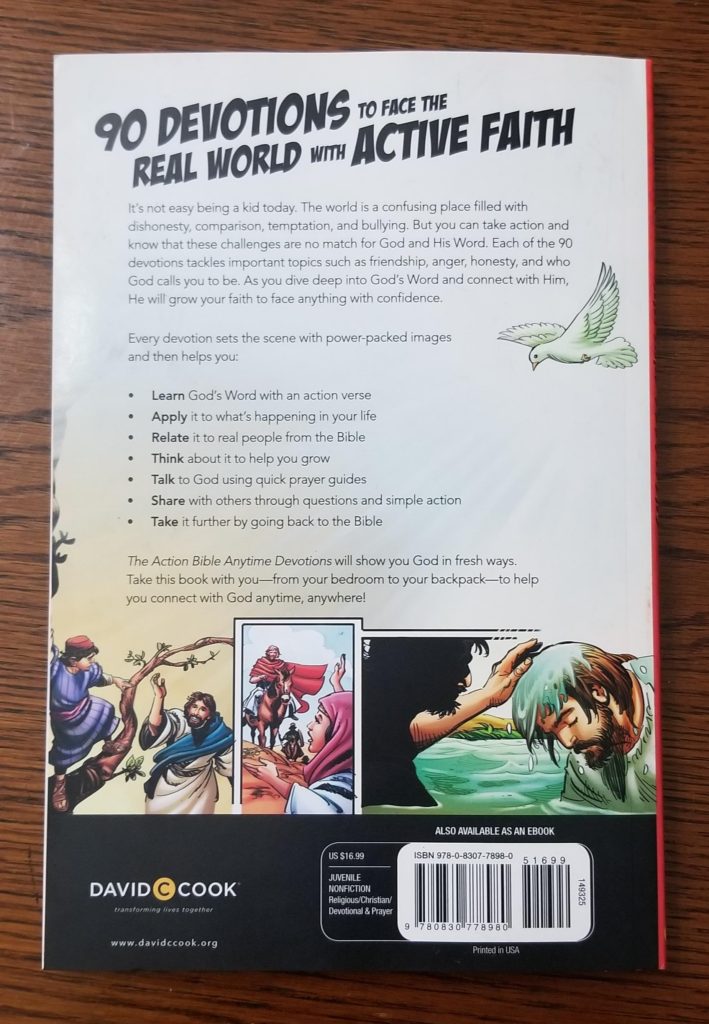#FreeProductReceived The Action Bible Anytime Devotions is a fun engaging way to encourage your kids in the Lord. #hsreviews #actionbible #davidccook #tabanytimedevo
