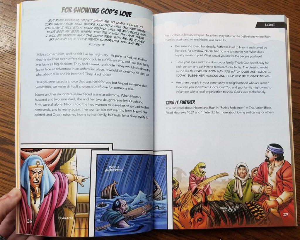 #FreeProductReceived The Action Bible Anytime Devotions is a fun engaging way to encourage your kids in the Lord. #hsreviews #actionbible #davidccook #tabanytimedevo