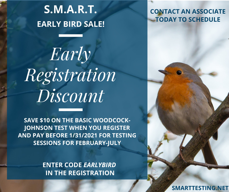 Contact me, at mary@smarttesting.net to schedule testin!