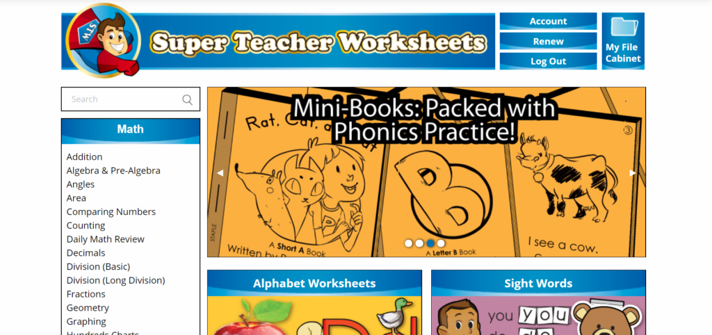 #FreeProductReceived Super Teacher Worksheets is a great low cost resource for printable worksheets and activities for your homeschool. #hsreviews #superteacherworksheets