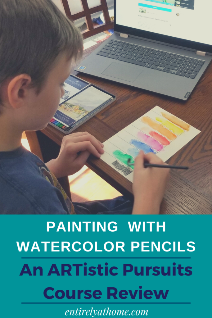 Complimentary Product Received ~ ARTistic Pursuits has an excellent new course, Beginner Level, Art Core 2, Painting with Watercolor Pencils, that we are enjoying using to learn art in our homeschool. #hsreviews #ARTisticPursuits #Art #Creative #arteducation #education