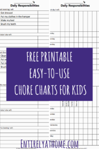 Get your kids doing some chores this summer and learning responsibility with these free Printable chore charts for kids!