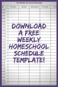 Need help getting organized in your homeschool? Here are some tips and a free weekly schedule template for your homeschool!