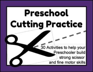 Check out this packet of Preschool Cutting Practice Activities! 30 pages to help your preschooler increase his scissor skills and fine motor control.
